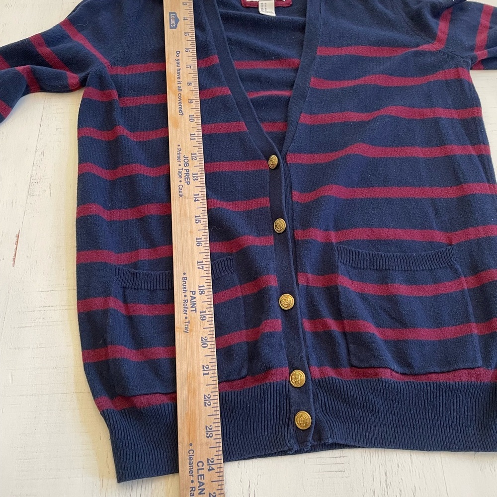 I Love H81 Women’s Cardigan Blue/Maroon Medium Wool Blend Runs Small - Picture 2 of 6